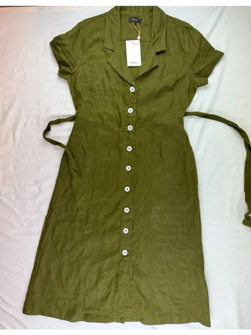 NWT Quince 100% European Linen Button Front Dress Size Small - Picture 3 of 8